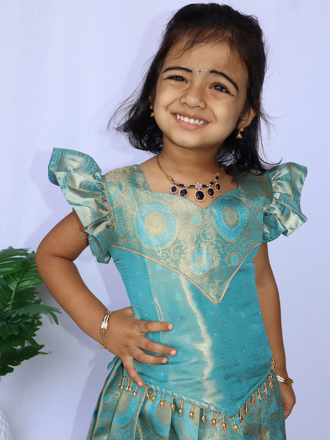Pon Neela Royal Tissue Pavadai Set