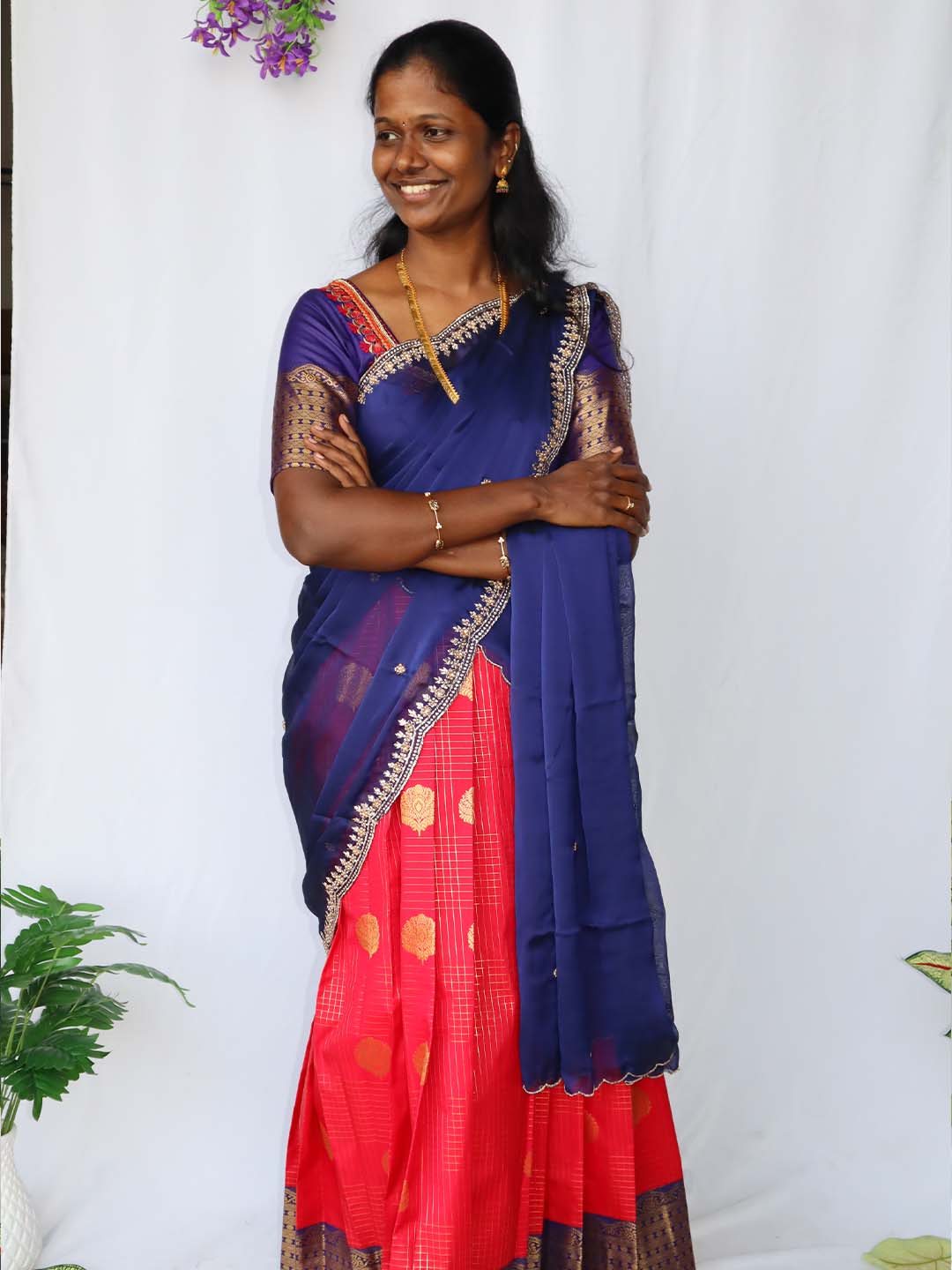 Neela Sindoor Half Saree Set